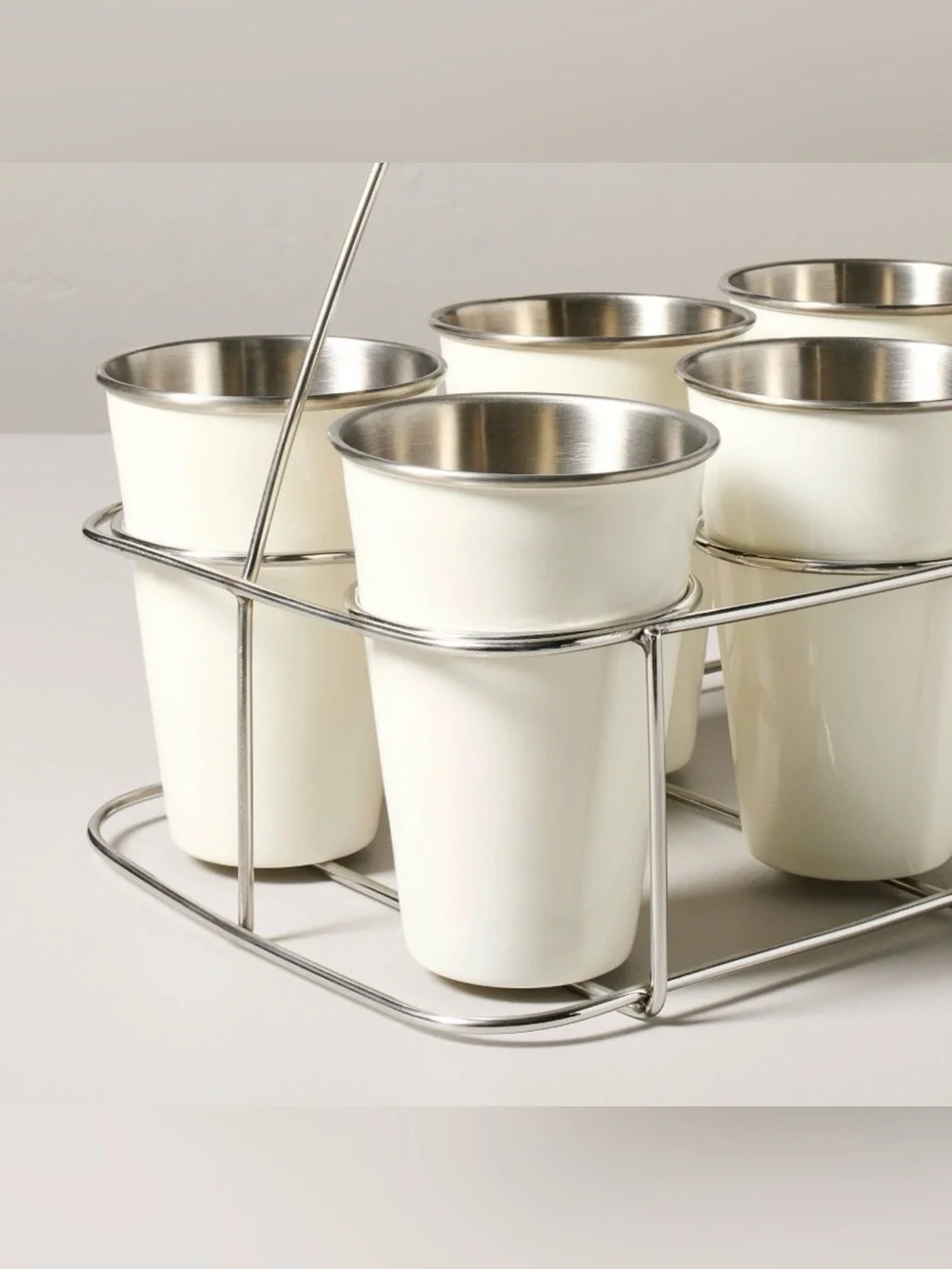NWT Hearth & Hand with Magnolia White Tumbler Set with Beverage Caddy